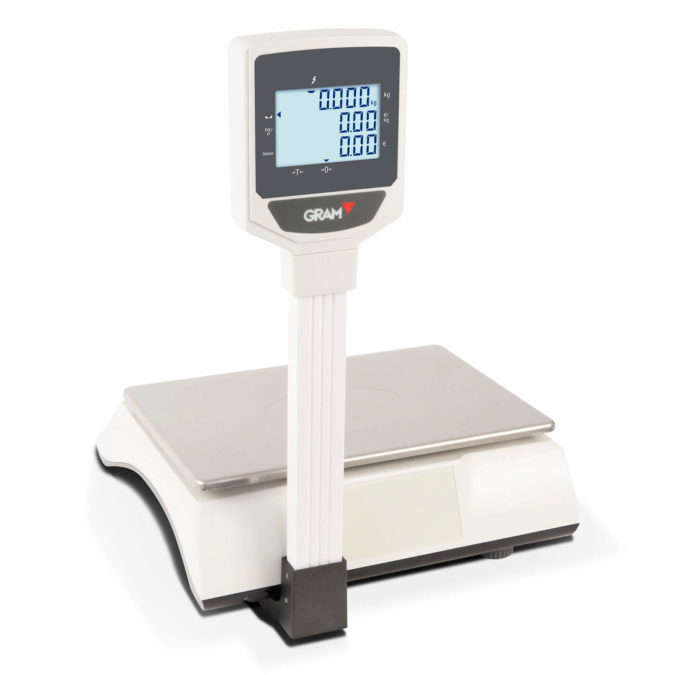 Shop scale with rear display on a column for good visualisation from your customers