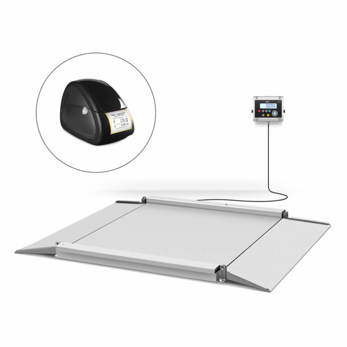 Drive-through stainless steel scale with accessory Q2 printer to print label with detailed weighing information