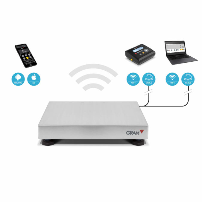 Floor scale with a wide range of connectivity options to PC or app: Ethernet, RS232, USB, RS485 or WLAN