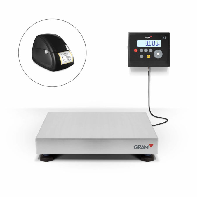 Floor scale with accessory Q2 printer to print label with detailed weighing information