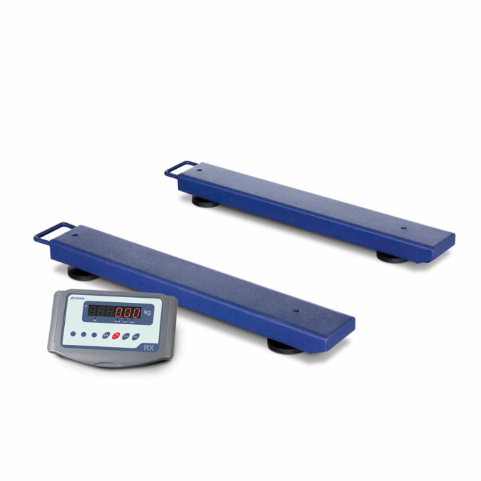 Pair of versatile weighing bars to weigh large objects.