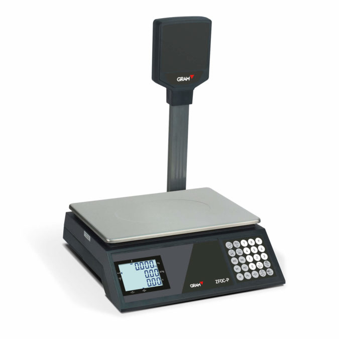 Retail scale with a column to display weight