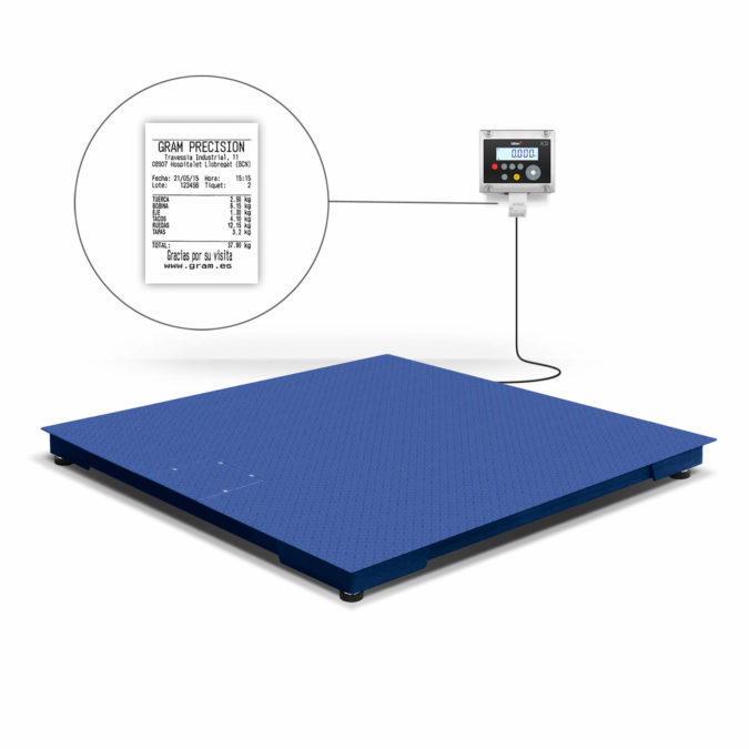 Platform scale with an integrated printer to print tickets with detailed weighing information