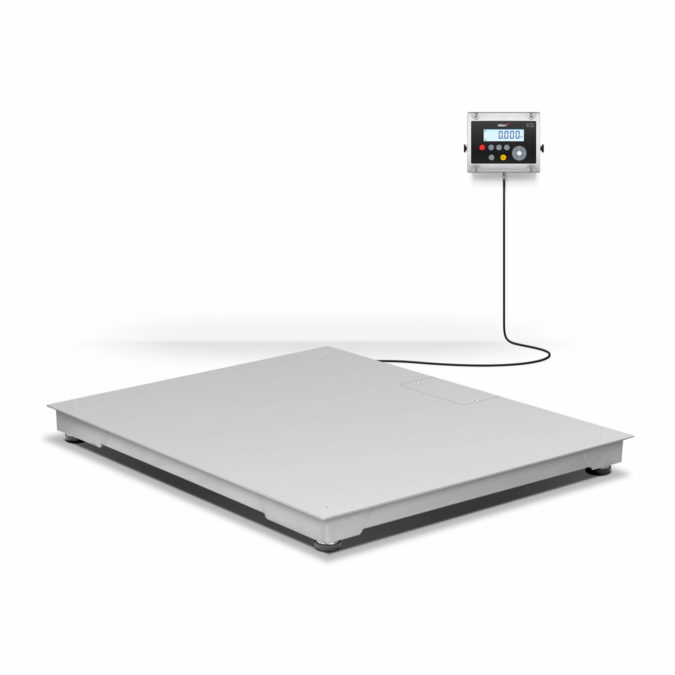Stainless steel platform scale with indicator suitable for weighing in wet environments