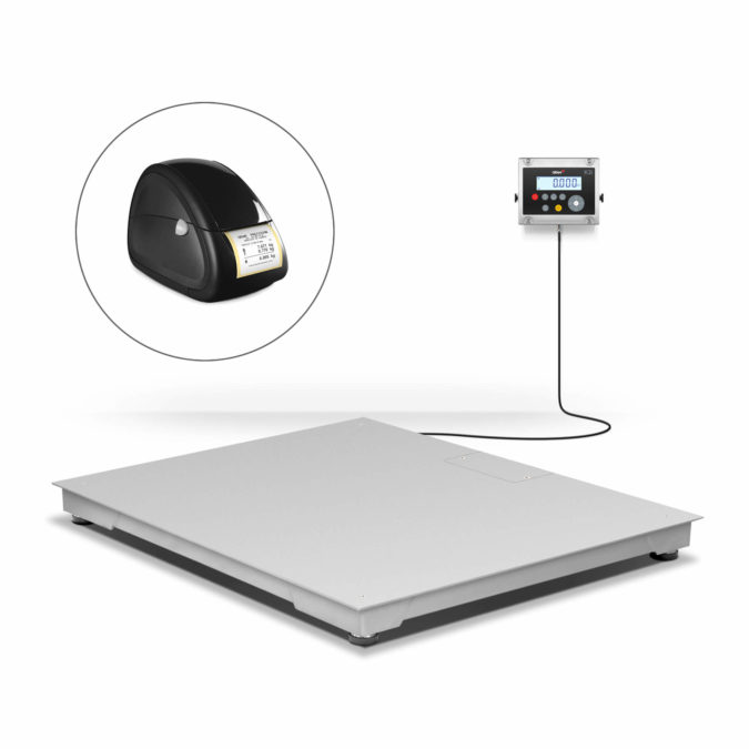 Stainless steel platform scale with accessory Q2 printer to print label with detailed weighing information