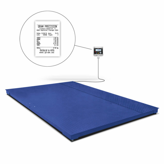 Platform scale with an integrated printer to print tickets with detailed weighing information
